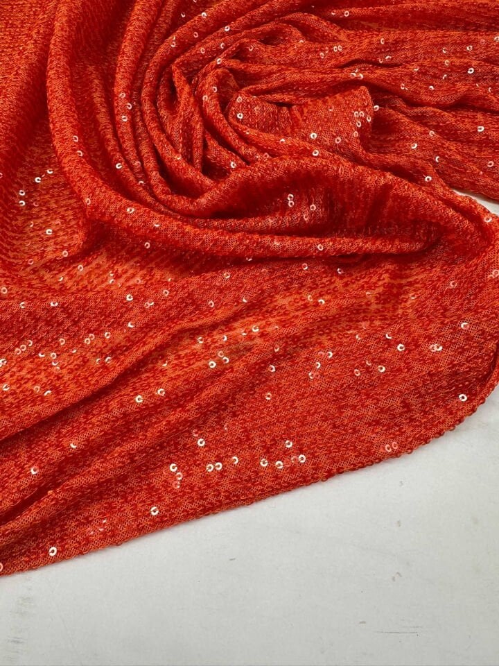 Turuncu Likralı Zara Payet Yumuşak Dökümlü