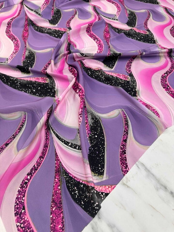 Veroza Desen İpek Saten Yumuşak Dökümlü