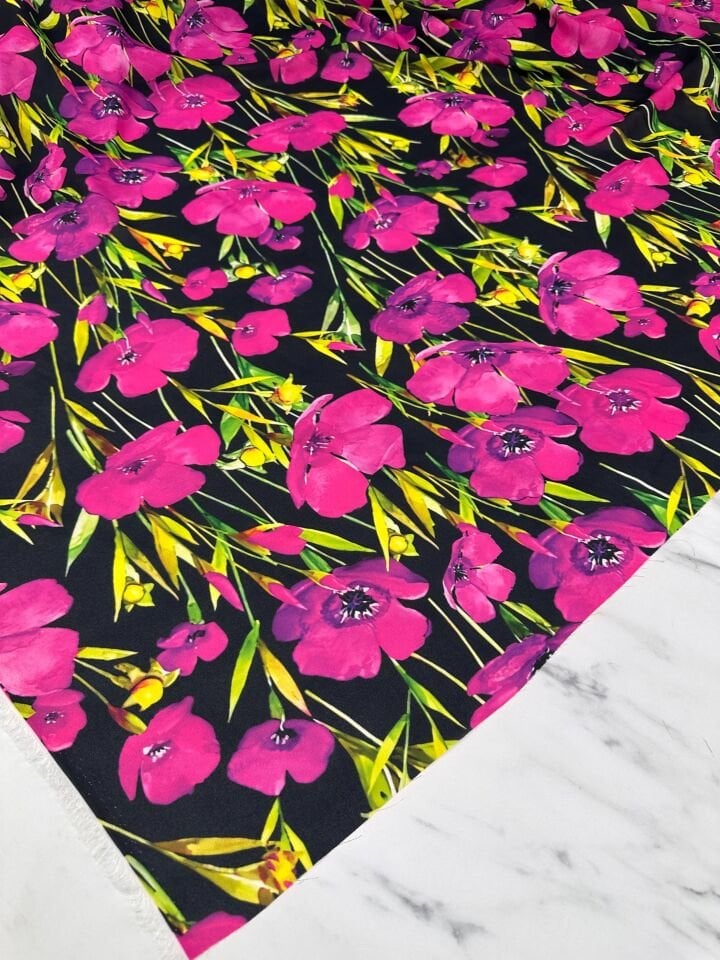 Çuha Çiçeği Desen Elbiselik Gömleklik Krep Kumaş