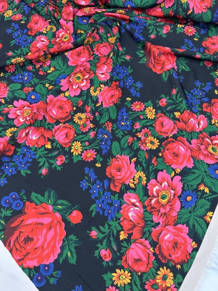 Türkmen Çiçegi Desen Krep kumaş Elbise Etek Gömlek Şalvar