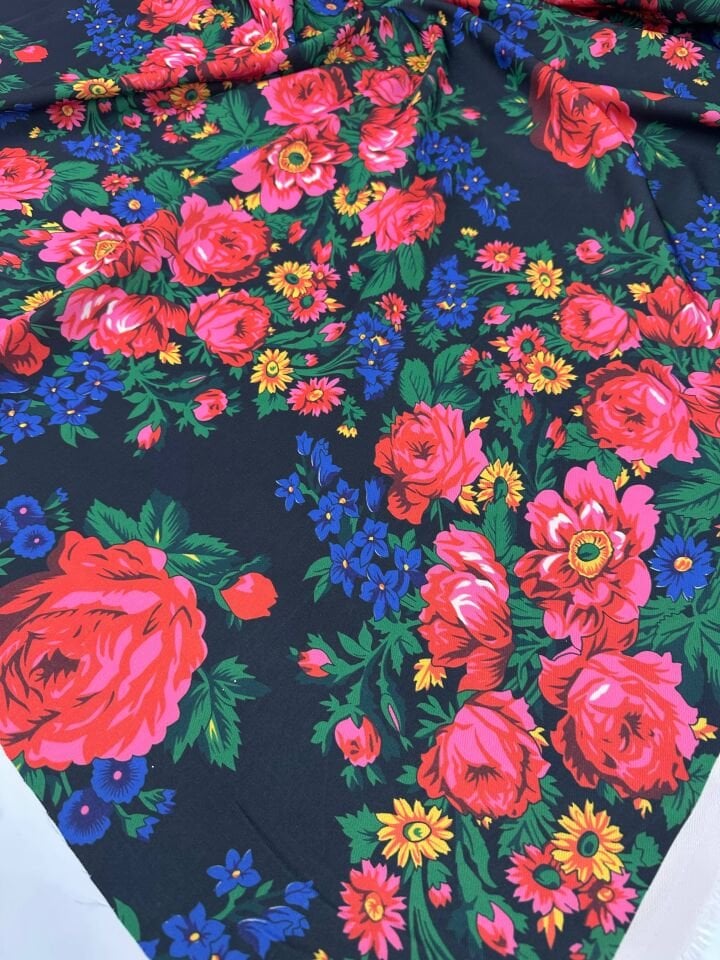 Türkmen Çiçegi Desen Krep kumaş Elbise Etek Gömlek Şalvar