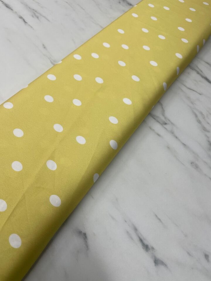 Sarı Noktalı Desen Elbiselik Gömleklik Tivil Saten Kumaş