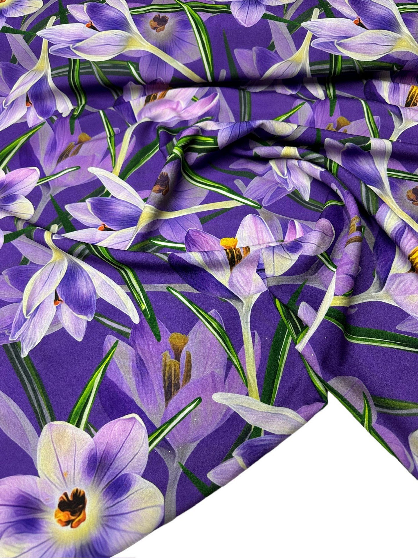 Mor Çiçek Desen Elbiselik Gömleklik Krep Kumaş