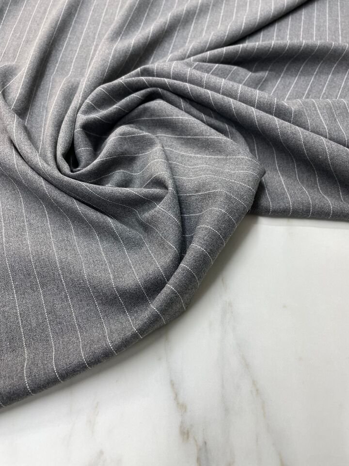 Açık Giri Çizgili Elbiselik Pantolonluk Poliviskon Kumaş