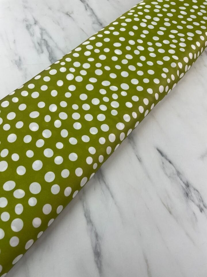 Yeşil Puantiye Desen Elbiselik Gömleklik Tivil Saten Kumaş