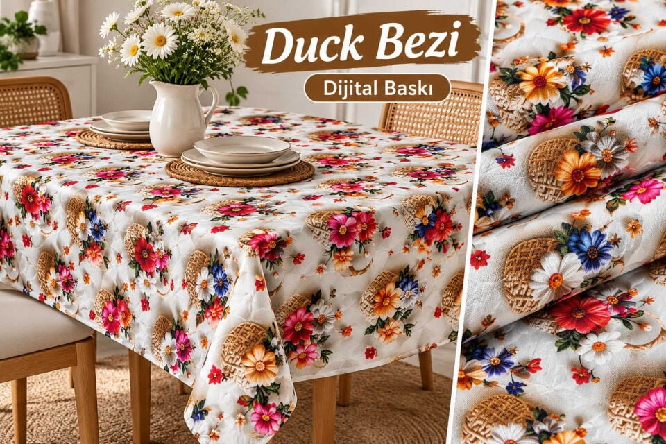 Dijital Baskı 3 Boyutlu Duck Keten