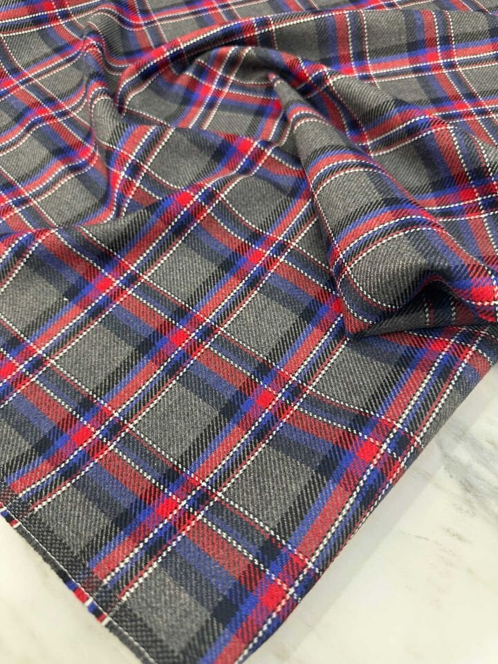 Ekose Desen Celik Penye Likralı Yumuşak