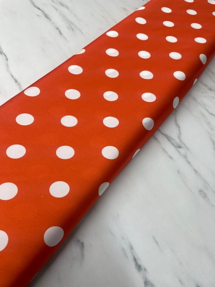 Turuncu Noktalı Desen Elbiselik Gömleklik Tivil Saten Kumaş