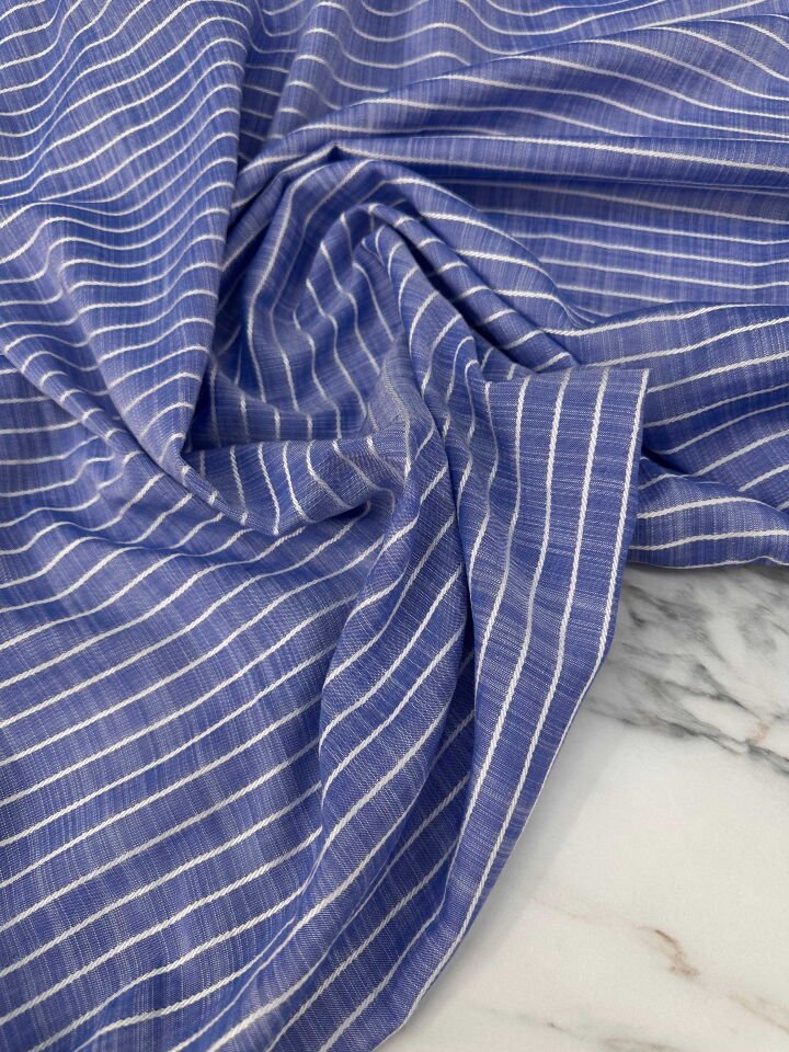 Pamuklu Ürün Cizgili Keten Elbise Gömlek Tunik