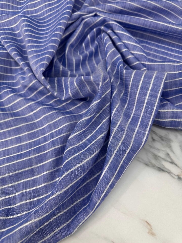 Pamuklu Ürün Cizgili Keten Elbise Gömlek Tunik