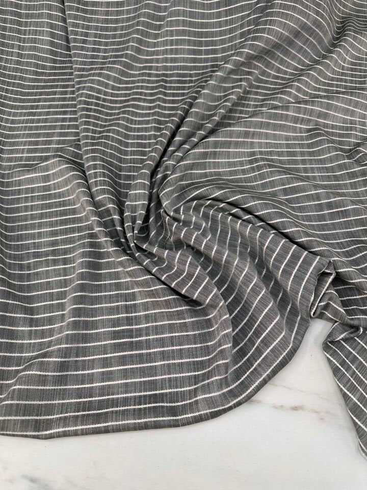 Pamuklu Ürün Cizgili Keten Elbise Etek Gömlek Tunik