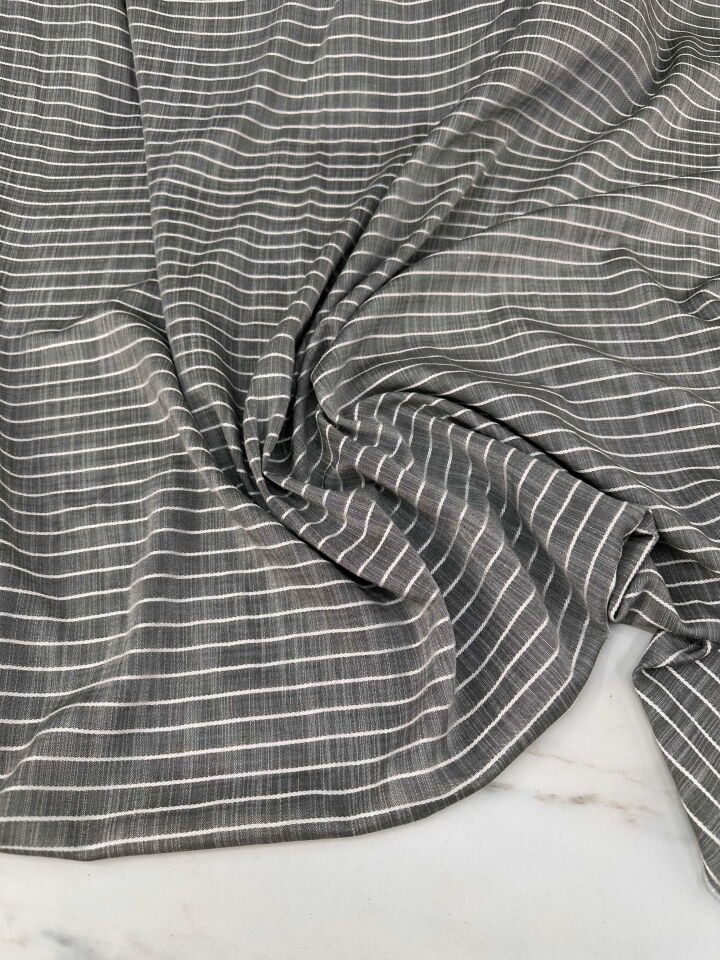 Pamuklu Ürün Cizgili Keten Elbise Etek Gömlek Tunik