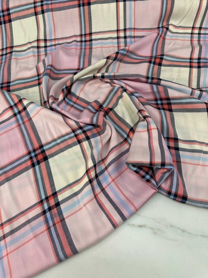 Ekose Desen Viskon Kumaş Elbise Etek Gömlek Pantolon