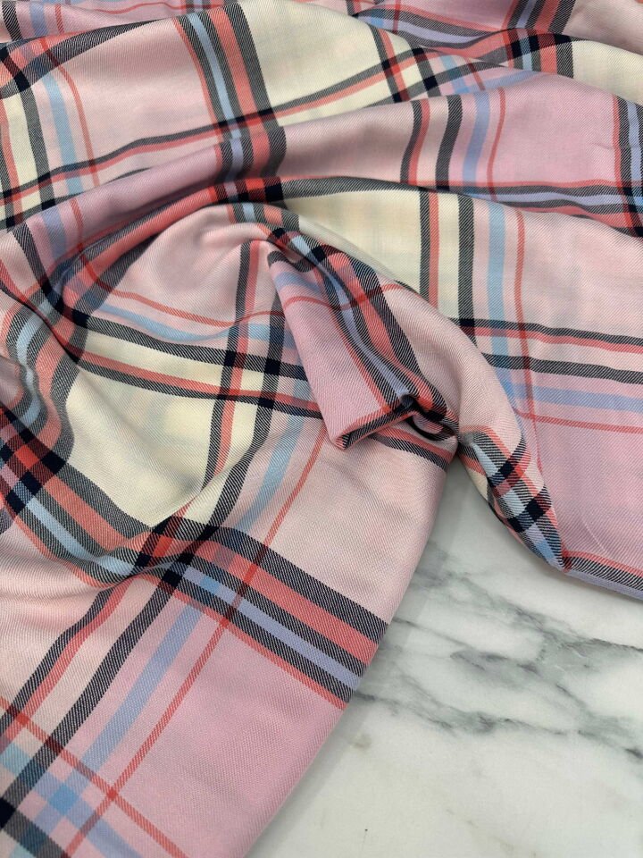 Ekose Desen Viskon Kumaş Elbise Etek Gömlek Pantolon