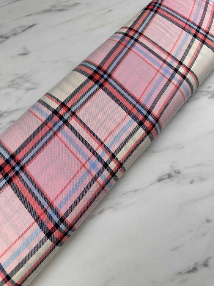 Ekose Desen Viskon Kumaş Elbise Etek Gömlek Pantolon