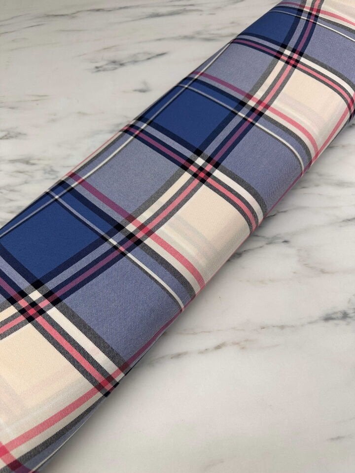 Ekose Desen Viskon Kumaş Elbise Gömlek Pantolon