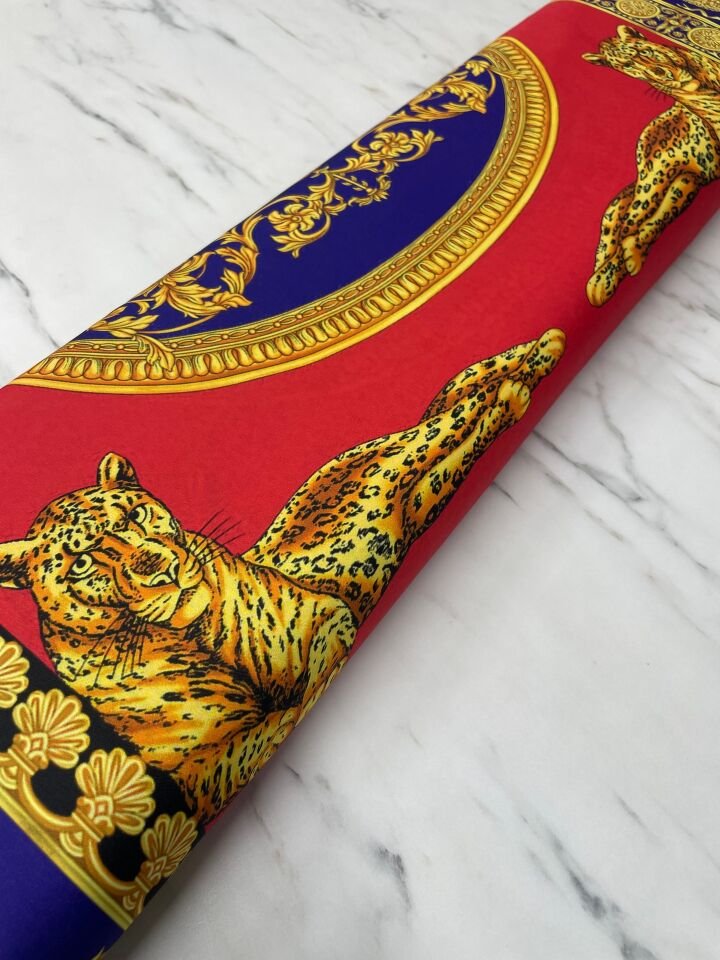 Leopar Desen Elbiselik Gömleklik Tivil Saten Kumaş