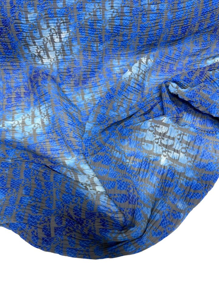 Mavi DR Desen Ebiselik Eteklik Gofre Kumaş