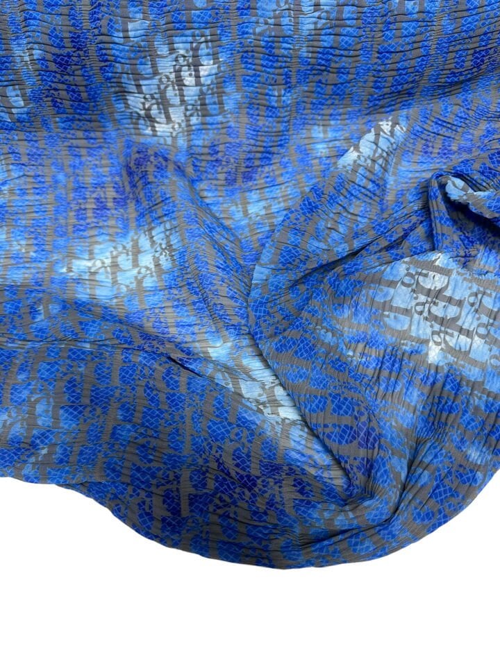Mavi DR Desen Ebiselik Eteklik Gofre Kumaş