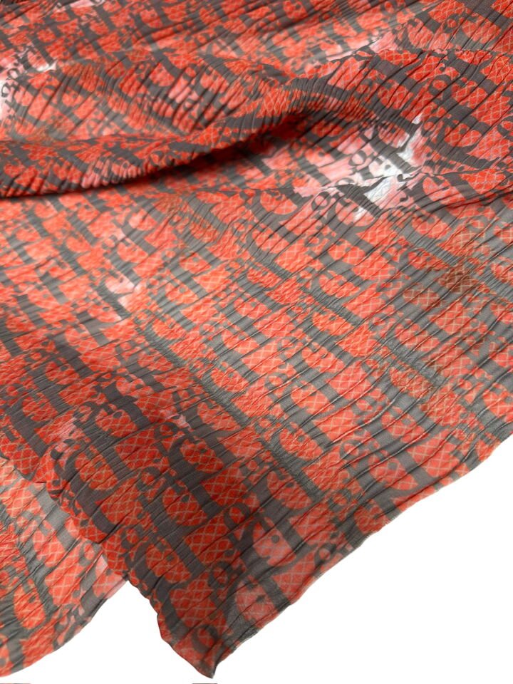 Turuncu DR Desen Ebiselik Eteklik Gofre Kumaş