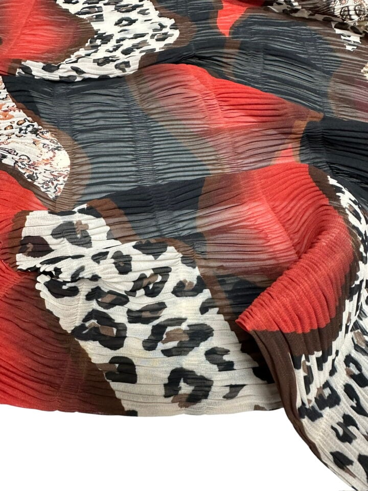 Leopar Desen Ebiselik Eteklik Gofre Kumaş