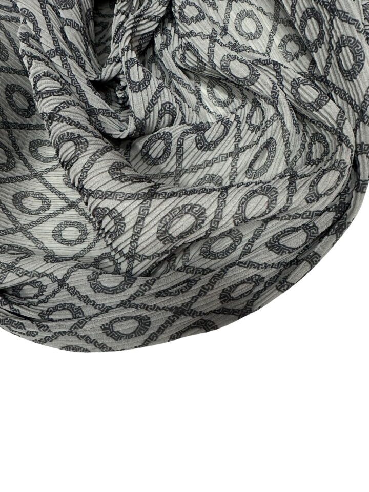 Gri İkat Desen Ebiselik Eteklik Gofre Kumaş