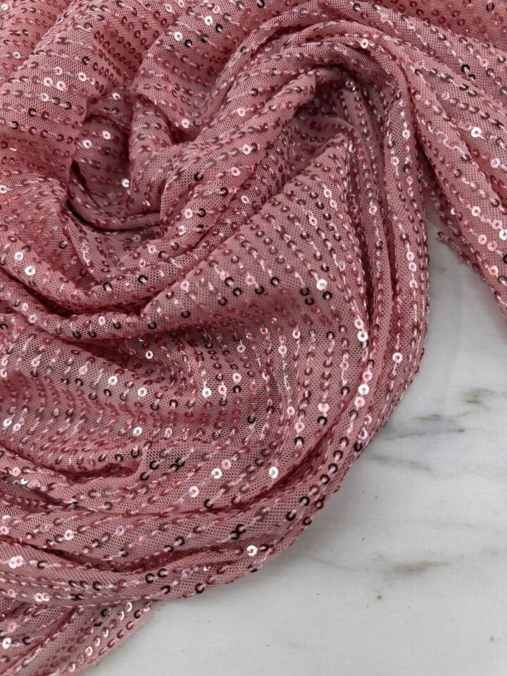 Gül Rengi Zara Payet Elbise Şalvar Abiye