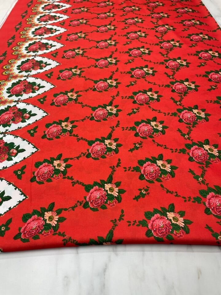 Türkmen Desen Elbiselik Gömleklik Tivil Saten Kumaş