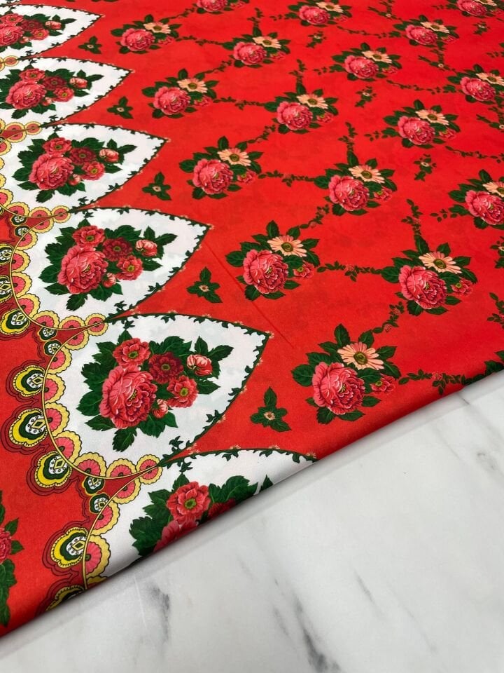 Türkmen Desen Elbiselik Gömleklik Tivil Saten Kumaş