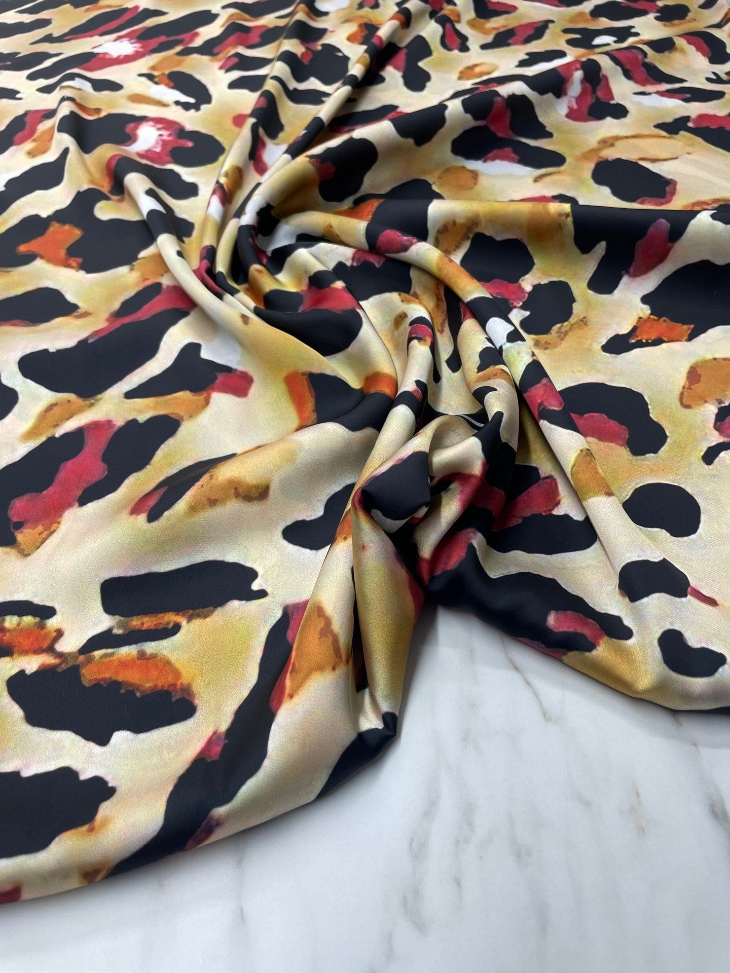 Leopar Desen Elbiselik Gömleklik Tivil Saten Kumaş