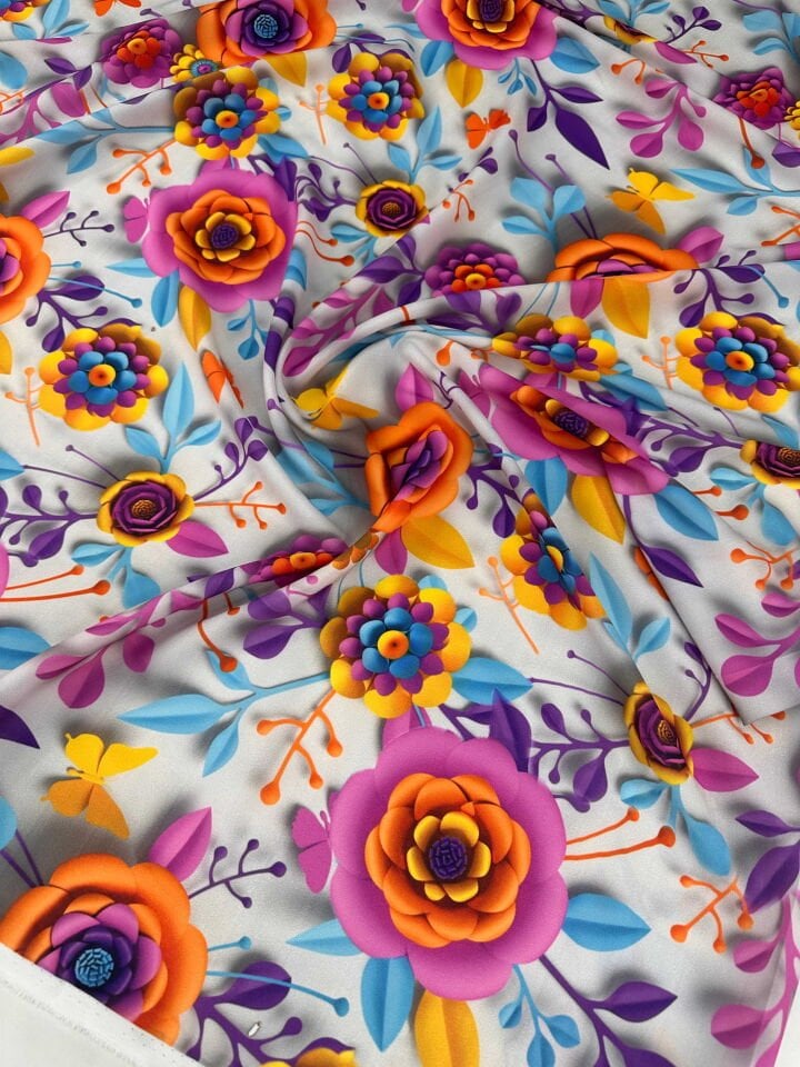 Motif Desen Krep Kumaş Elbise Etek Gömlek Şalvar