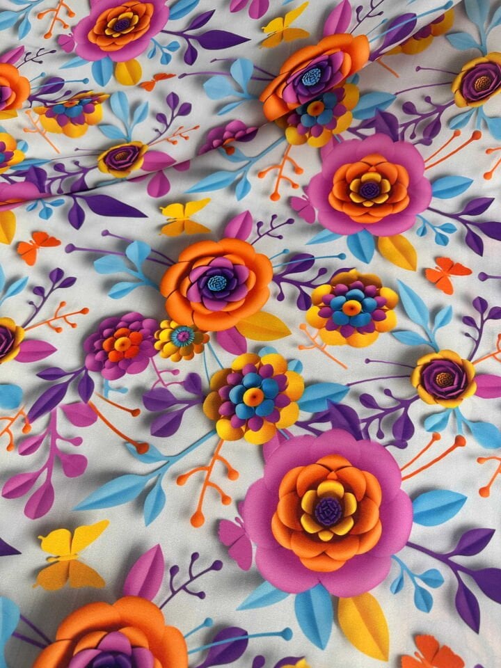 Motif Desen Krep Kumaş Elbise Etek Gömlek Şalvar