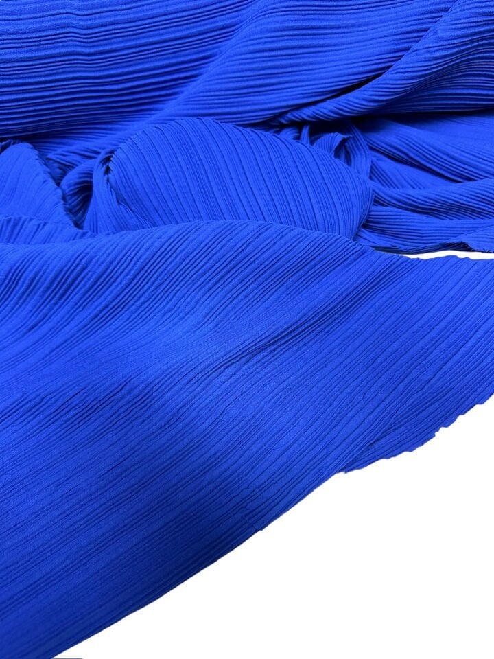 Saks Mavisi Ebiselik Eteklik Gofre Kumaş