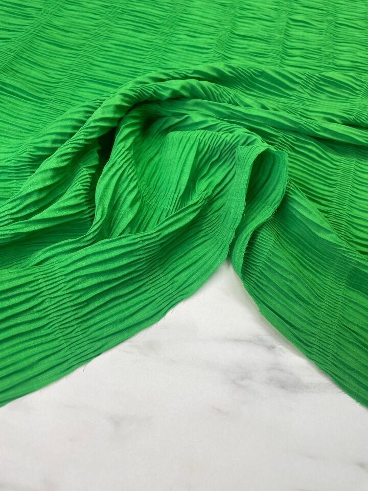 Yeşil Ebiselik Eteklik Gofre Kumaş