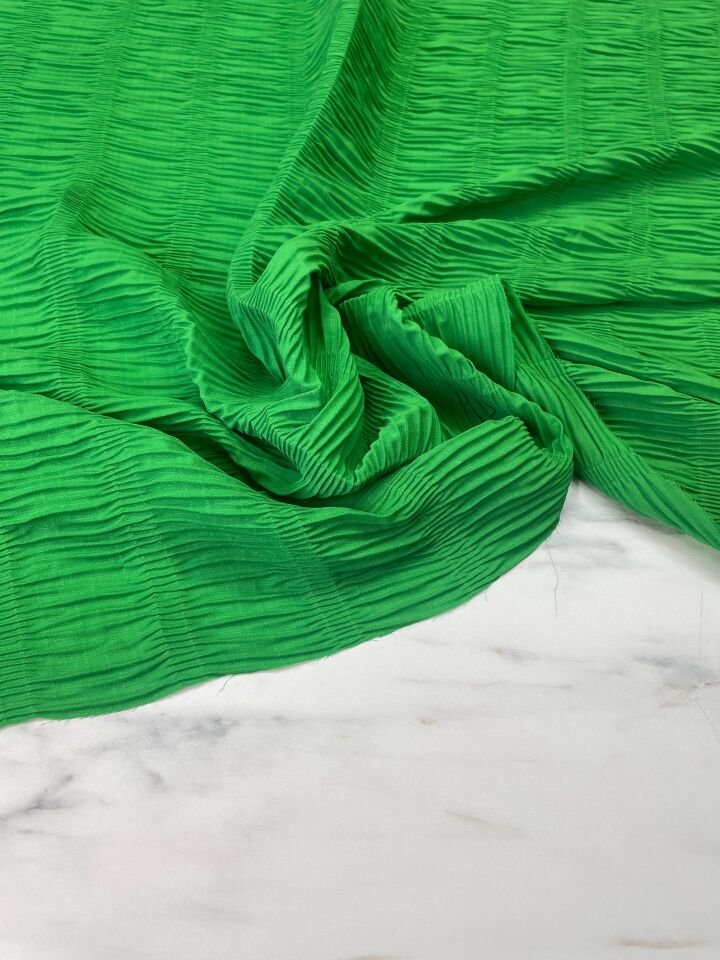 Yeşil Ebiselik Eteklik Gofre Kumaş
