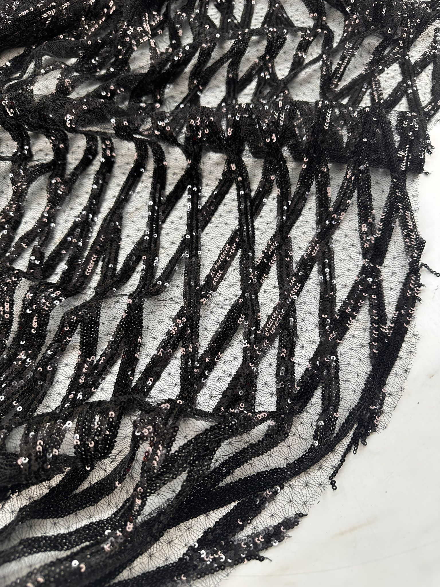 Desenli Siyah Payet Göz Alıcı Desen