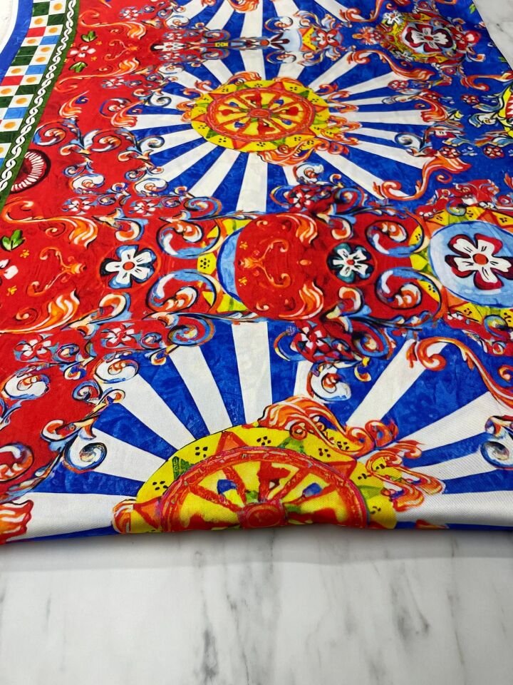 Osmanlı Desen Elbiselik Gömleklik Tivil Saten Kumaş