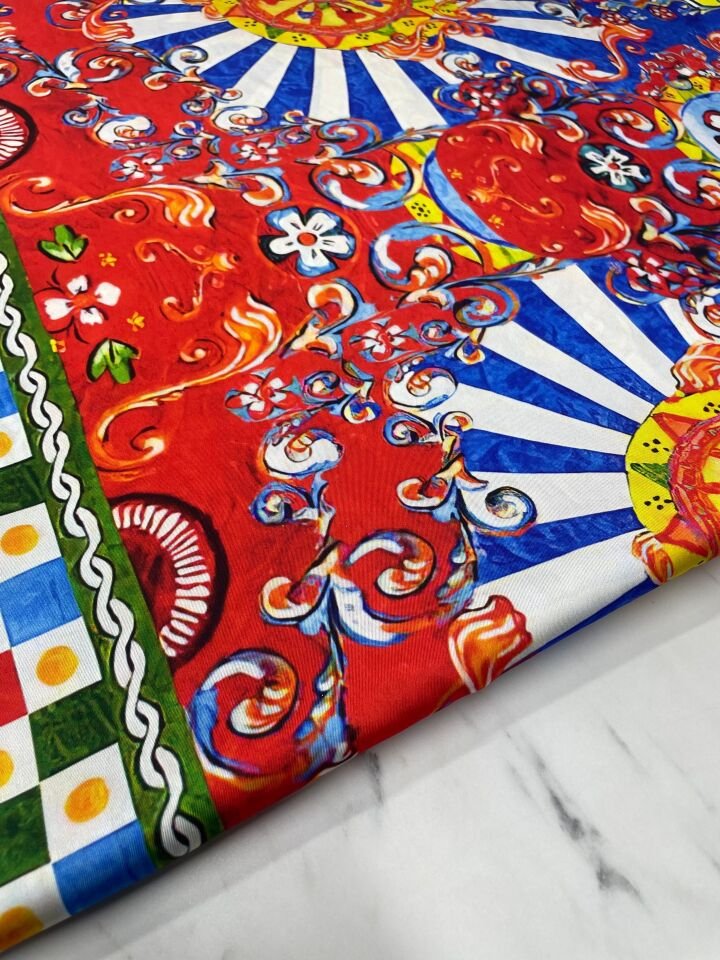 Osmanlı Desen Elbiselik Gömleklik Tivil Saten Kumaş