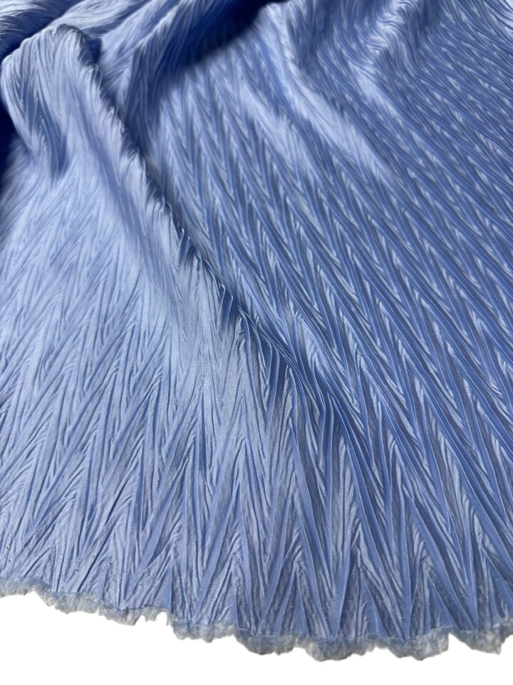 Bebe Mavisi Verdi Desen Saten Elbiselik Eteklik Pilise Kumaş