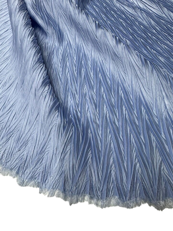 Bebe Mavisi Verdi Desen Saten Elbiselik Eteklik Pilise Kumaş