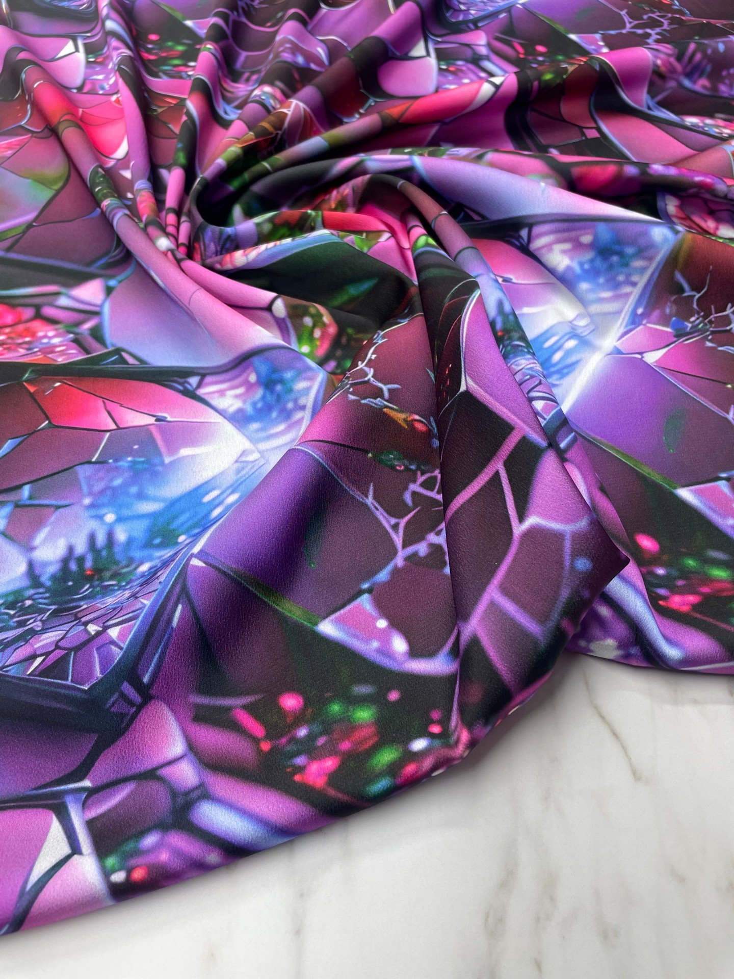 Kristal Desen Elbiselik Gömleklik Tivil Saten Kumaş