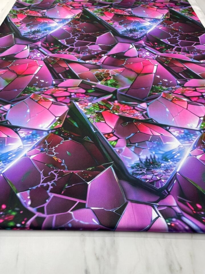 Kristal Desen Elbiselik Gömleklik Tivil Saten Kumaş