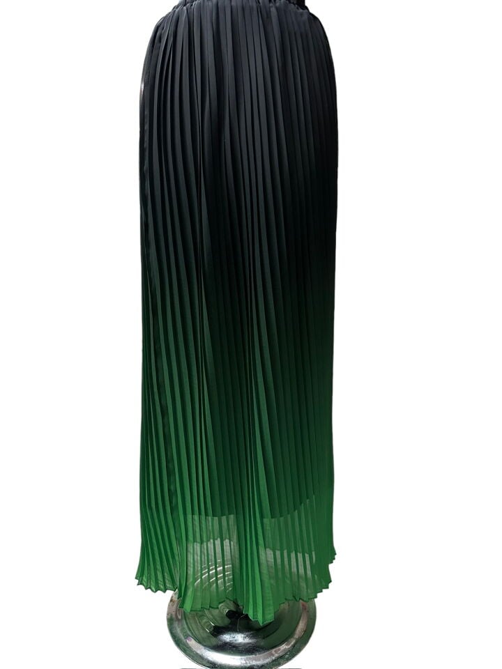 Yeşil Siyah Degrede Desen Ebiselik Eteklik Pilise Şifon Kumaş