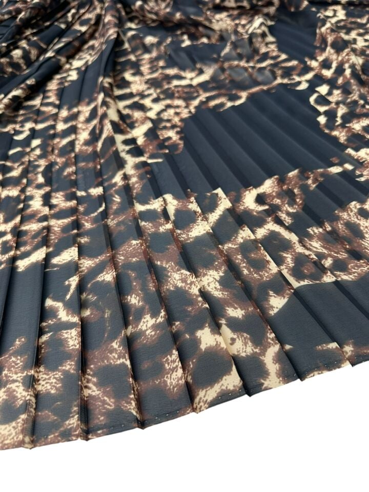 Leopar Desen Ebiselik Eteklik Pilise Şifon Kumaş