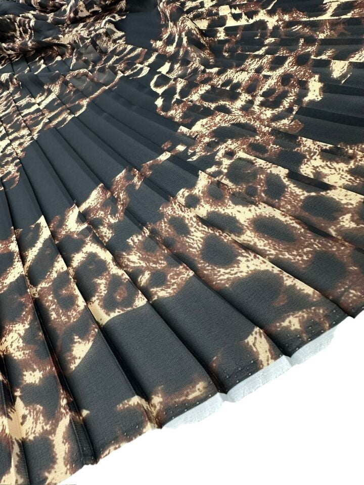 Leopar Desen Ebiselik Eteklik Pilise Şifon Kumaş