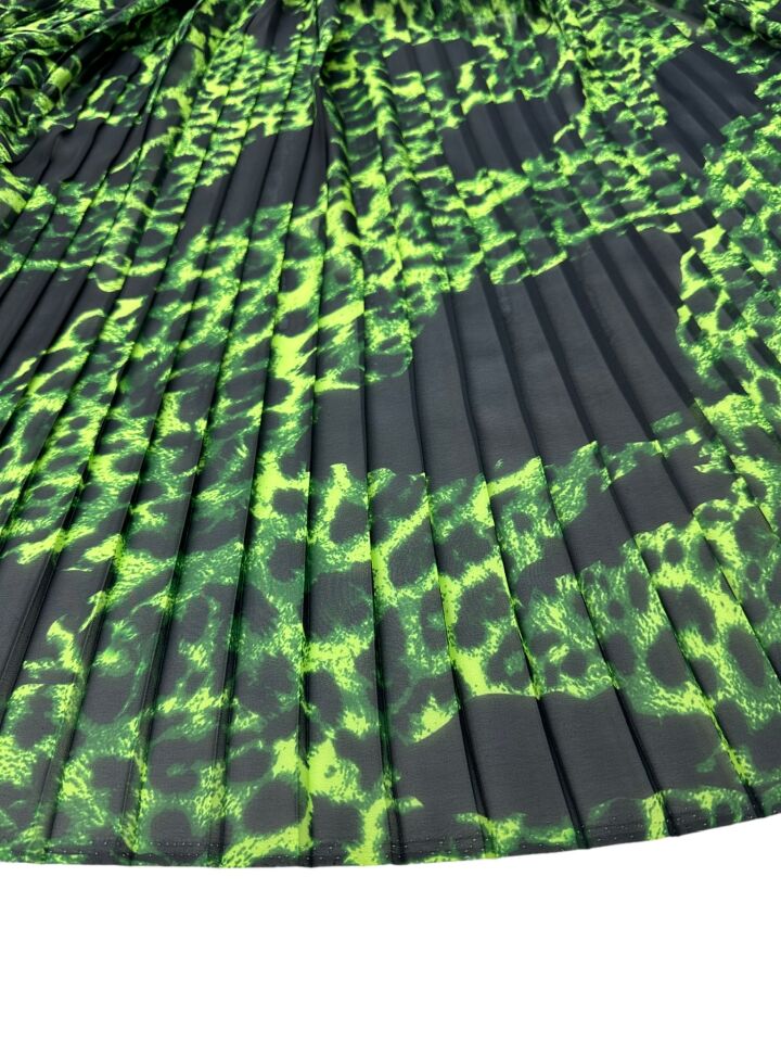 Yeşil Leopar Desen Ebiselik Eteklik Pilise Şifon Kumaş