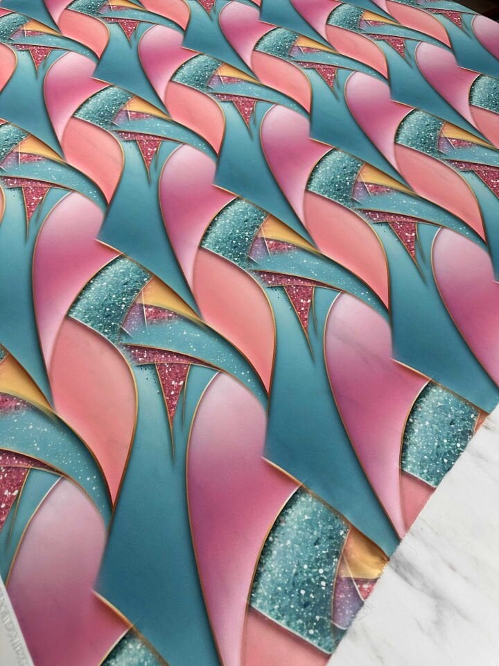 Desenli İpek Saten kumaş Elbise Etek Gömlek Şalvar