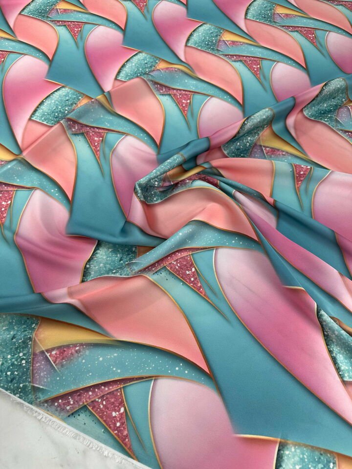 Desenli İpek Saten kumaş Elbise Etek Gömlek Şalvar