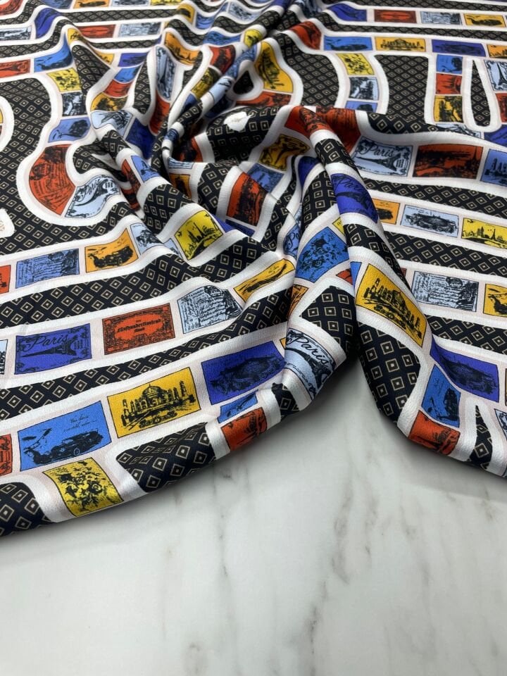 London Desen Elbiselik Gömleklik Tivil Saten Kumaş