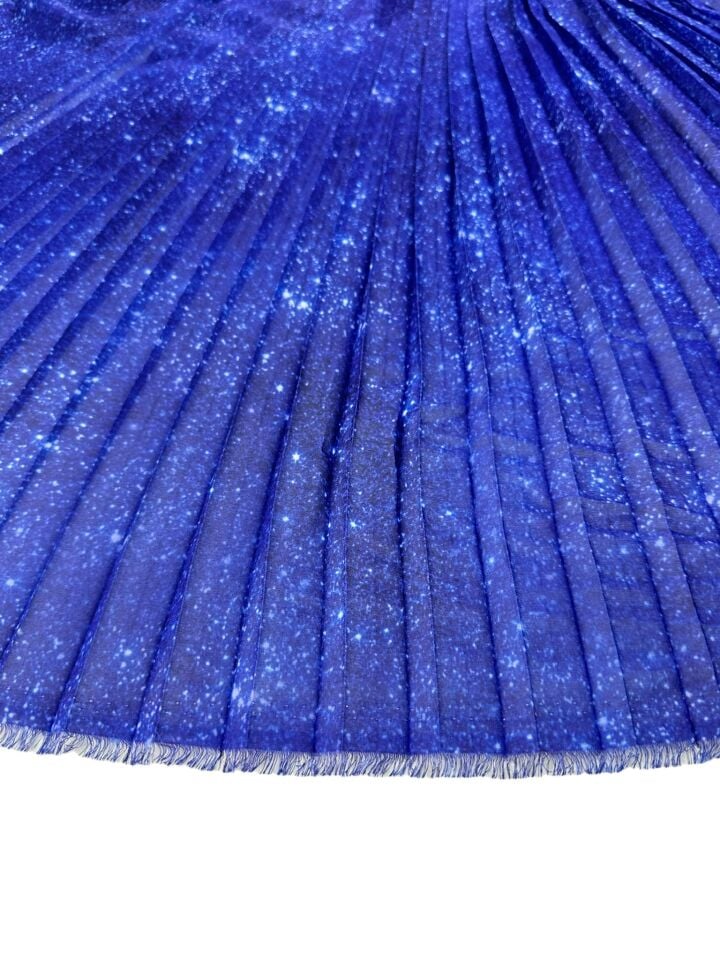 mavi Desen Ebiselik Eteklik Pilise Şifon Kumaş